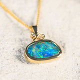 'Amaris' Gold Doublet Opal Necklace Pendant - Black Star Opal