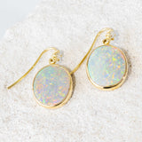 'Amelia' Gold Australian Crystal Opal Earrings - Black Star Opal