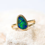 'Amelia' Gold Australian Doublet Opal Ring - Black Star Opal
