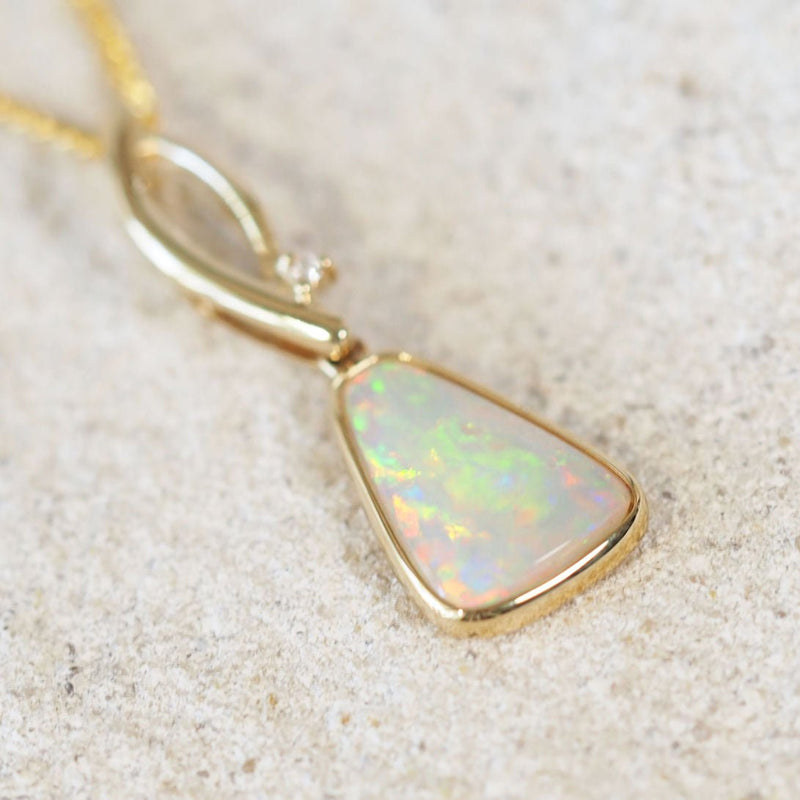 colourful crystal opal gold pendant