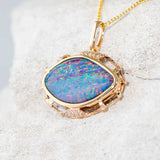 'Anastasia' Rose Gold Australian Doublet Opal Necklace Pendant - Black Star Opal