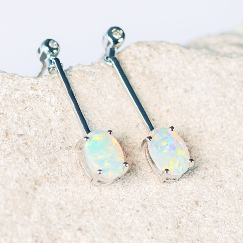 pastel coloured crystal opal white gold earrings