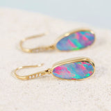 neon bright colourful australian opal gold earrings