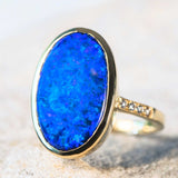 'Arabella' Gold Lightning Ridge Black Opal Ring - Black Star Opal