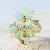 'Ariane' Gold Australian Crystal Opal Ring - Black Star Opal