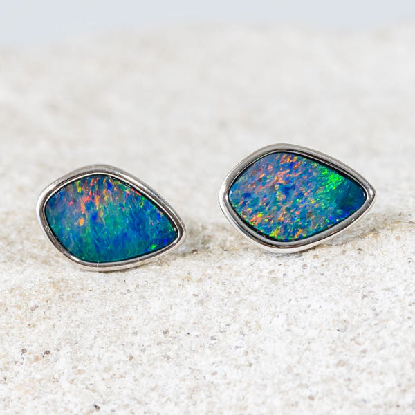 Silver and sales opal earrings