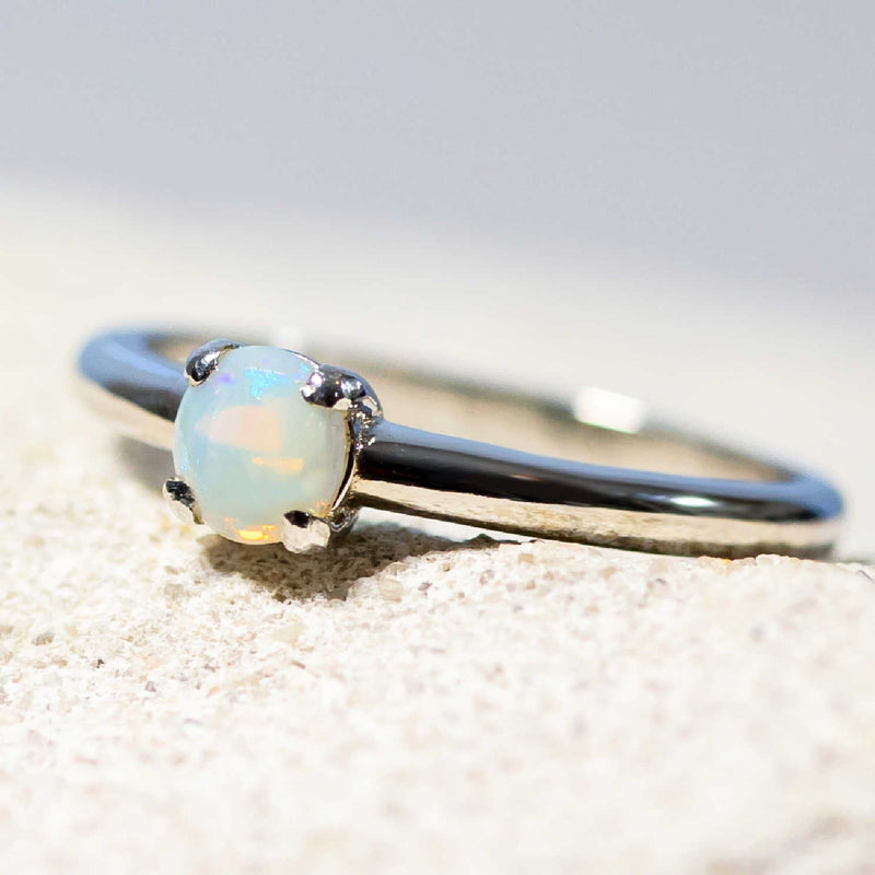 'Ariyah II' Crystal Opal Ring in Silver - Black Star Opal
