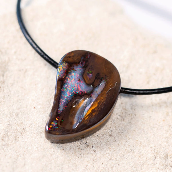 colourful boulder opal; pendant