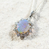 'Aurelia' Silver Australian Crystal Opal Necklace Pendant - Black Star Opal