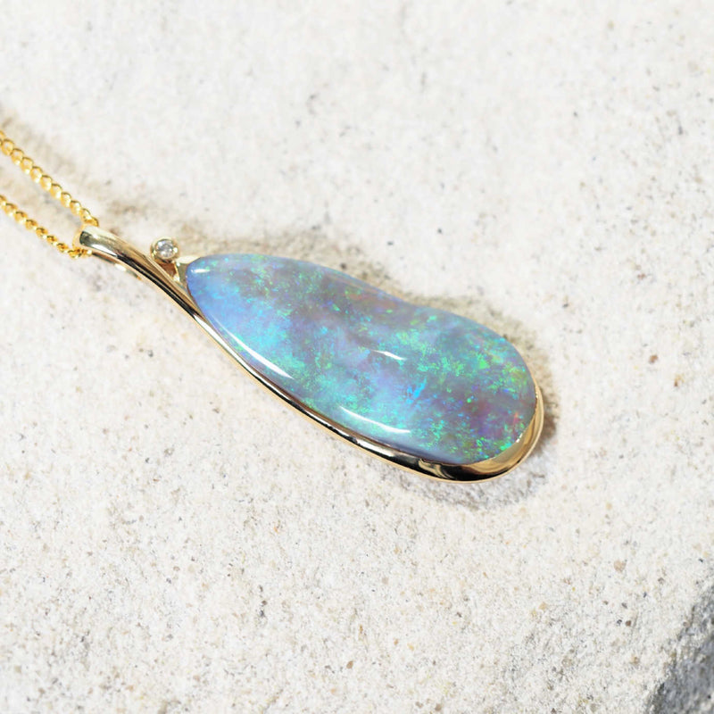 crystal opal gold pendant