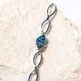 colourful doublet opal silver bracelet