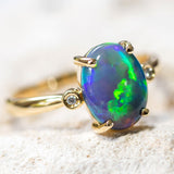 'Cari' Gold Australian Black Opal Ring - Black Star Opal