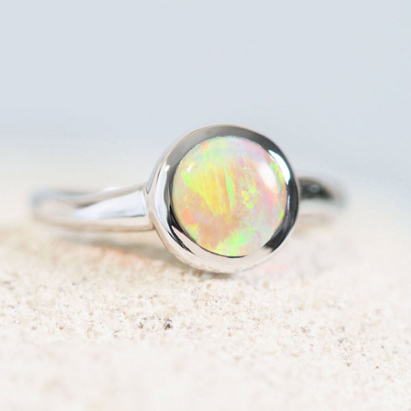 australian crystal opal white gold ring