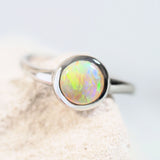colourful crystal opal white gold ring