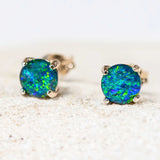 'Celia' Silver Australian Triplet Opal Earrings - Black Star Opal