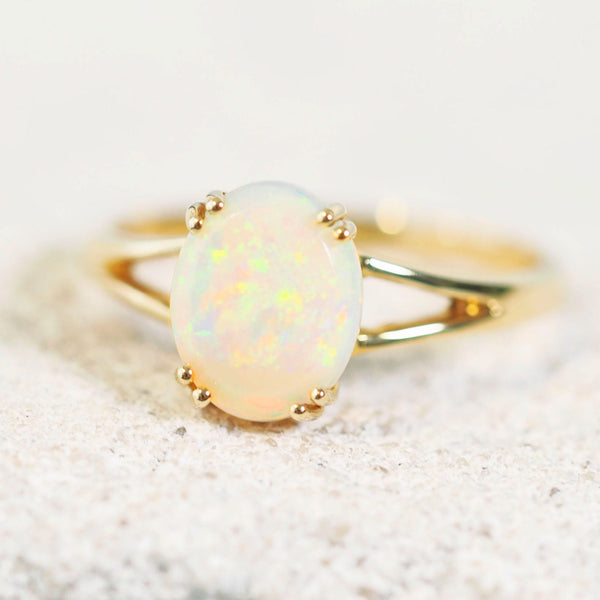 colourful crystal opal gold ring