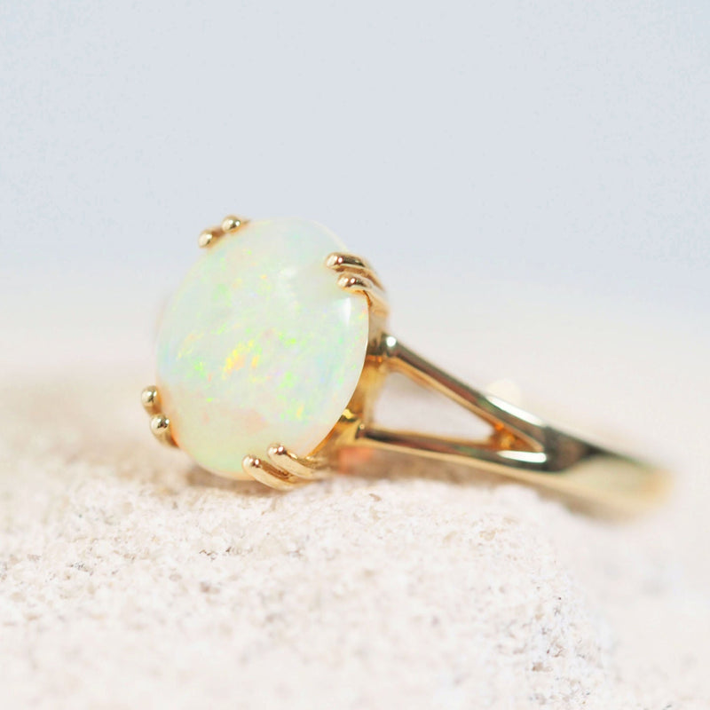 multi-colour australian opal gold ring 