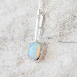 'Ciara' White Gold Australian Crystal Opal Necklace Pendant - Black Star Opal