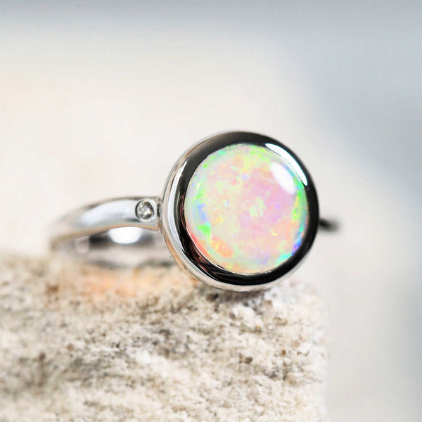 australian crystal opal white gold ring