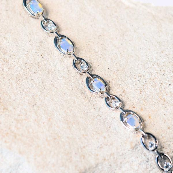 crystal opal bracelet set in sterling silver