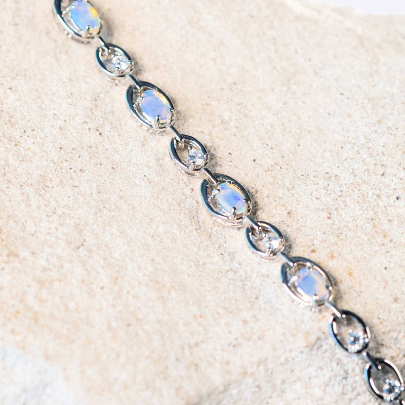 crystal opal bracelet set in sterling silver