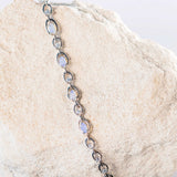 blue crystal opal bracelet set in sterling silver with diamantes
