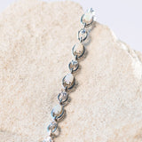 colourful classic link white opal bracelet in silver