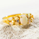 gold plated silver white opal cluster ring