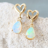 green and blue crystal opal gold earrings