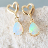 australian crystal opal earrings with heart design