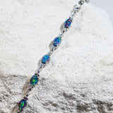 'Daisy Chain' Silver Australian Triplet Opal Bracelet - Black Star Opal