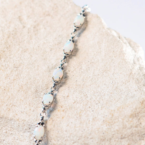 colourful white opal silver bracelet