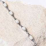 daisy chain white opal bracelet set into sterling silver