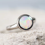 round australian crystal opal gold ring