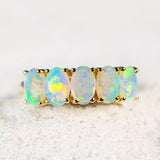 'Daniela' Gold Australian Crystal Opal Ring - Black Star Opal
