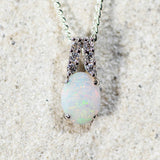 'Danika' Silver Australian White Opal Necklace Pendant - Black Star Opal