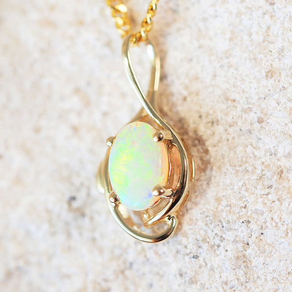 multi-colour opal gold pendant