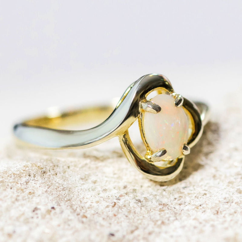 Multi-colour gold plated silver opal ring 'Della'