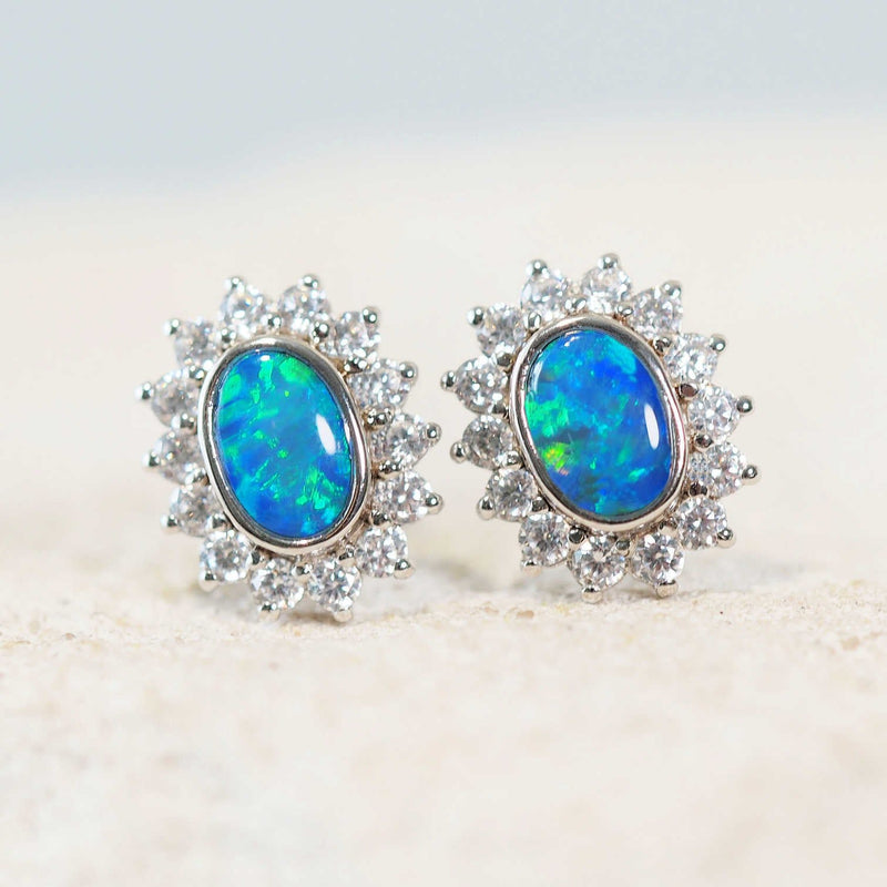 Real blue on sale opal earrings