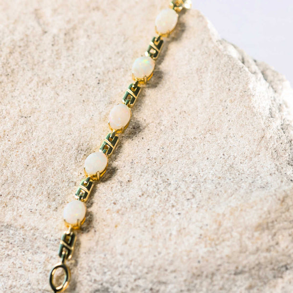 double link design white opal bracelet set in gold plated silver