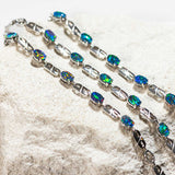 'Double Link' Silver Australian Triplet Opal Bracelet - Black Star Opal
