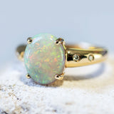 'Dynasty' Gold Australian Crystal Opal Ring - Black Star Opal