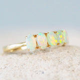 colourful Australian crystal opal gold ring featuring five solid opals