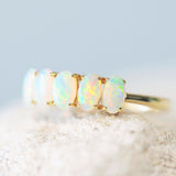 Australian crystal opal ring set in 14ct yellow gold