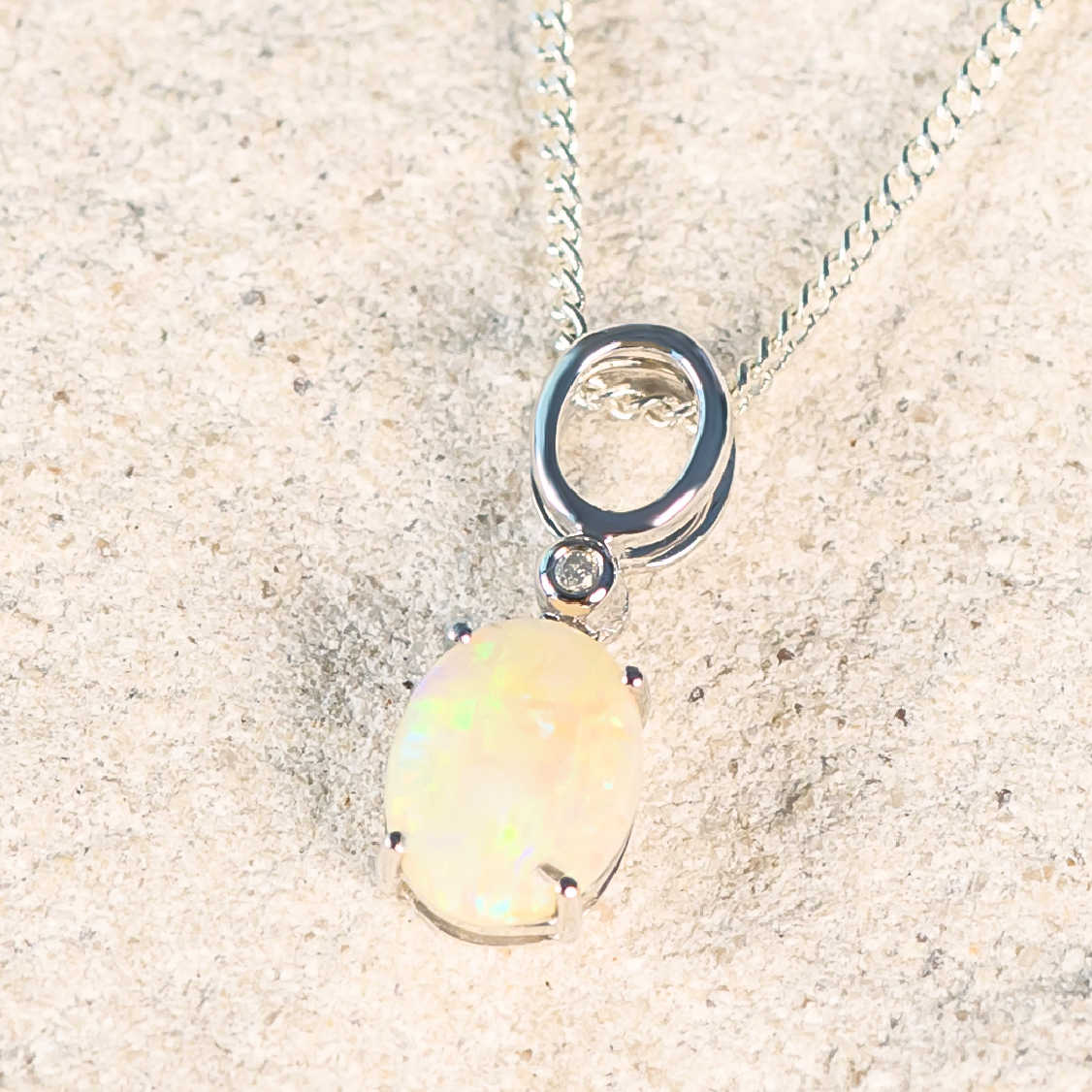 Elisa Gold Necklace - White Opal main image 1