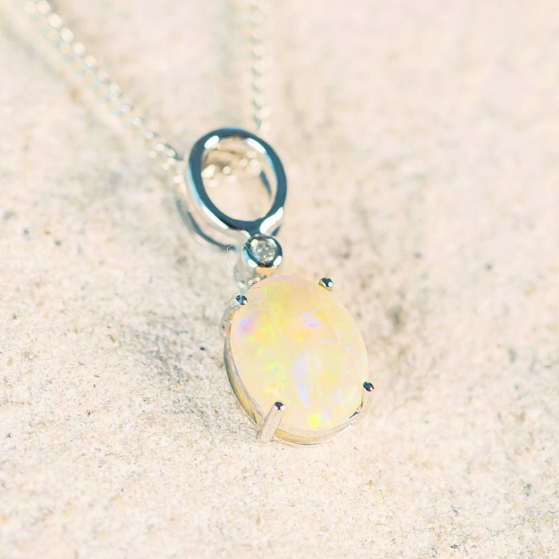 colourful white opal gold pendant