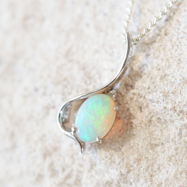 'Elisa' 9ct White Gold Crystal Opal Necklace