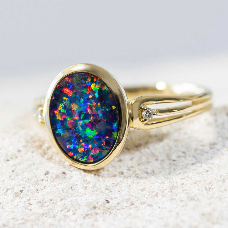 Gold-Triplet-Opal-Ring