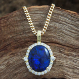 'Esther' Gold Plated Silver Australian Triplet Opal Necklace Pedant - Black Star Opal