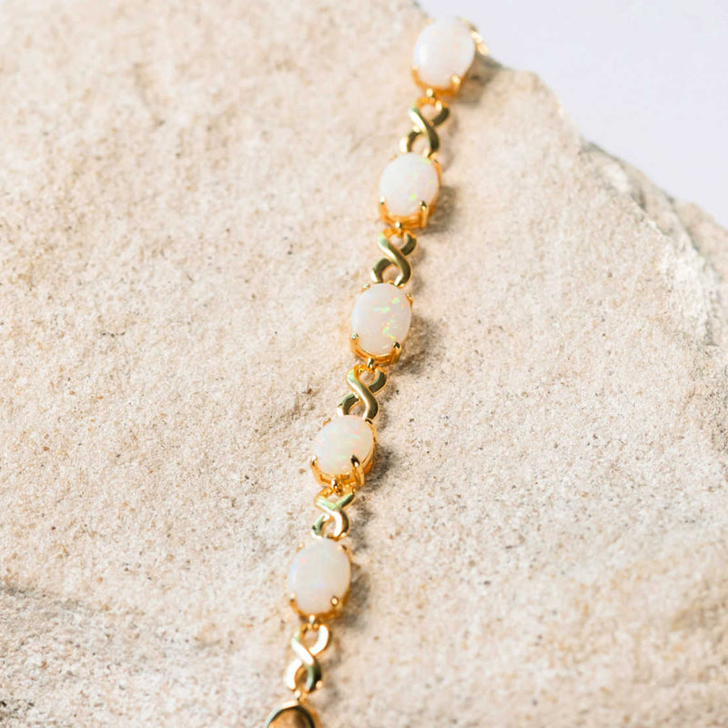 9ct Yellow Gold Created Opal Bracelet 7.5